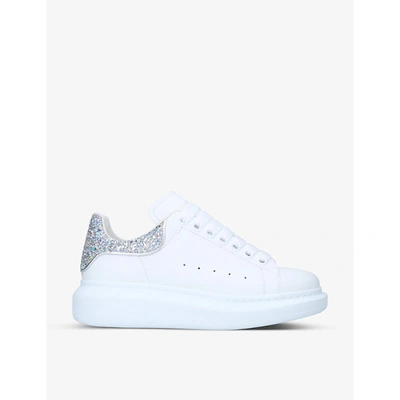 Shop Alexander Mcqueen Womens White/oth Men's Runway Glitter-embellished Leather Trainers 6