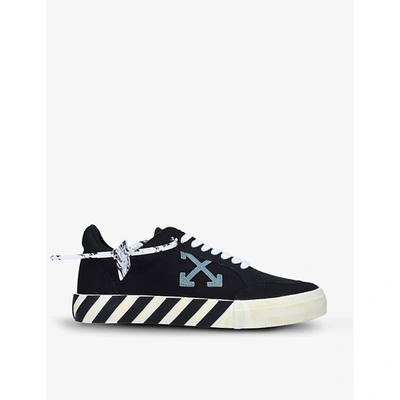 Shop Off-white Vulcanized Cotton-canvas Low-top Trainers In Blk/white