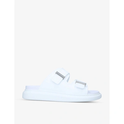 Shop Alexander Mcqueen Hybrid Double-buckle Leather Sandals In White