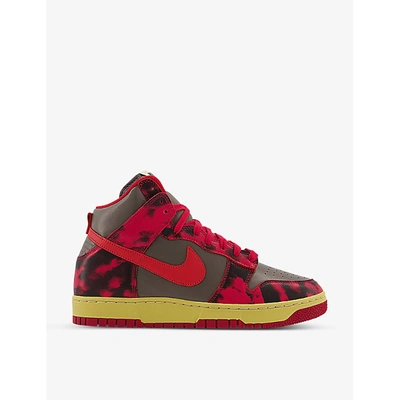 Shop Nike Dunk High 1985 Logo-patch Leather Trainers In University Red Chile Red