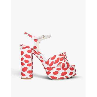 Shop Saint Laurent Womens White/red Bianca Cotton And Leather Platform Sandals 5.5