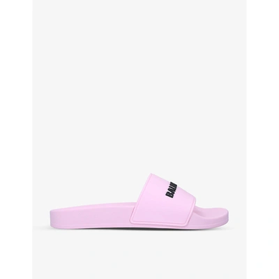 Shop Balenciaga Piscine Rubber Sliders In Pale Pink
