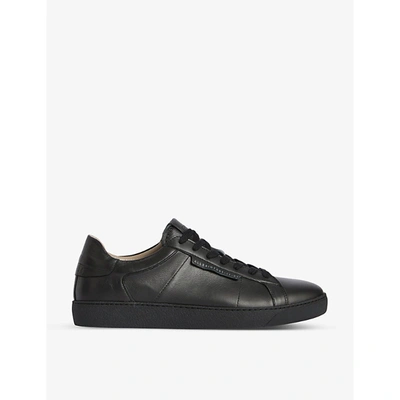 Shop Allsaints Mens Black Sheer Leather Low-top Trainers 10