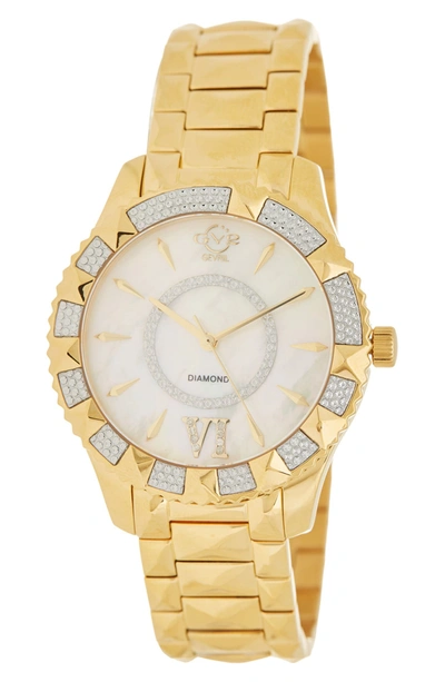 Shop Gv2 Venice Mother Of Pearl Diamond Bracelet Watch, 39mm In Gold