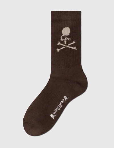 Shop Mastermind Japan Logo Crew Socks In Brown