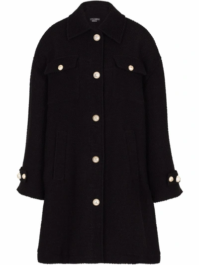Shop Dolce & Gabbana Single-breasted Textured Coat In Black