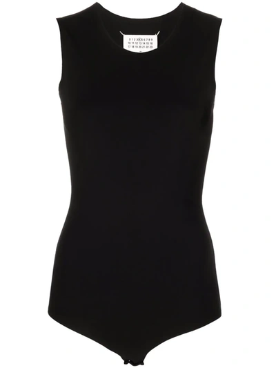 Shop Maison Margiela Round Neck Sleeveless Bodysuit In Black
