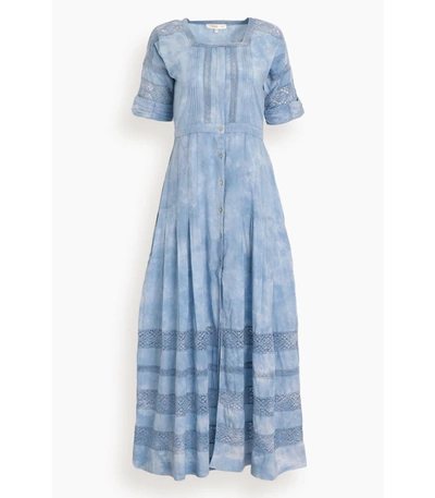 Shop Loveshackfancy Edie Hand Dye Dress In Pacific Indigo In Blue