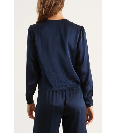 Shop Sablyn Elcie Long Sleeve Silk Blouse In Midnight Navy In Blue