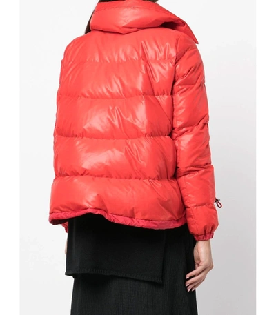 Shop Sacai High Neck Puffer Jacket In Red