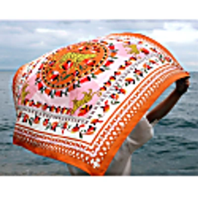 Jessie Zhao New York Double Sided Silk Scarf Of Tropical Love In Silk