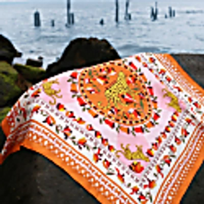 Jessie Zhao New York Double Sided Silk Scarf Of Tropical Love In Silk