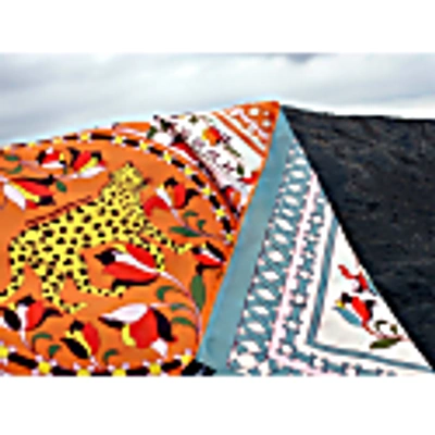Jessie Zhao New York Double Sided Silk Scarf Of Tropical Love In Silk