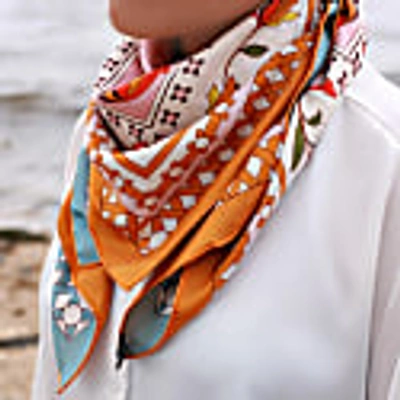 Jessie Zhao New York Double Sided Silk Scarf Of Tropical Love In Silk