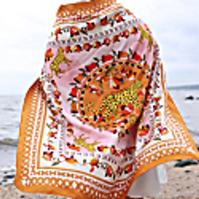 Jessie Zhao New York Double Sided Silk Scarf Of Tropical Love In Silk
