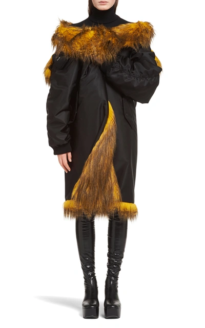 Shop Prada Faux Fur-lined Shell Jacket In Black