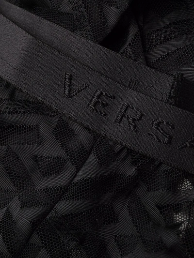 Shop Versace Monogram Collant In Black