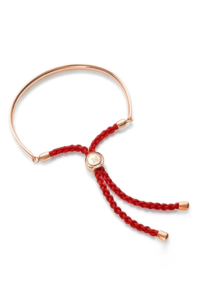 Shop Monica Vinader Fiji Friendship Bracelet In Rose Gold/ Coral