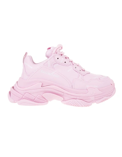 Shop Balenciaga Woman Light Pink Triple S Sneakers In Pink/white