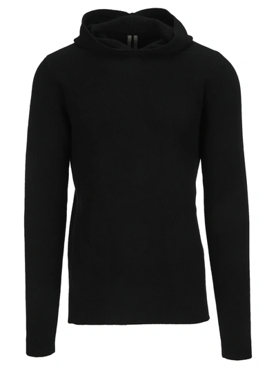Shop Rick Owens Hooded Cashmere Sweater In Black