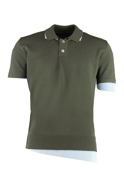 Shop Jacquemus Knitted Wool Polo Shirt In Green