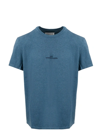 Shop Maison Margiela Embroidered Logo T-shirt In Blue