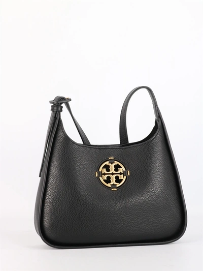 Shop Tory Burch Miller Small Hobo Leather Bag Black