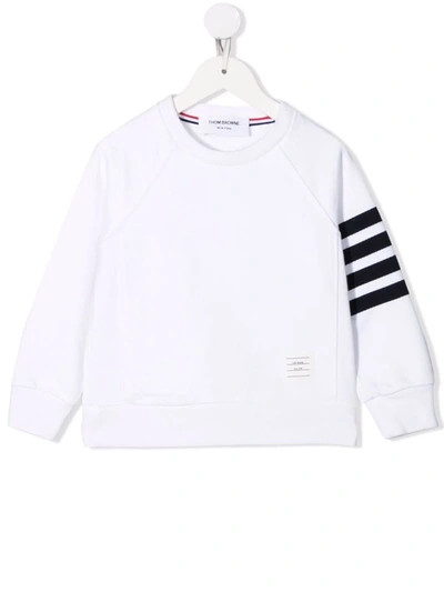 Thom Browne Kids White 4-bar Cotton Sweatshirt In White