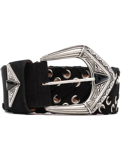 Etro Rivet-embellished Suede Belt In Black