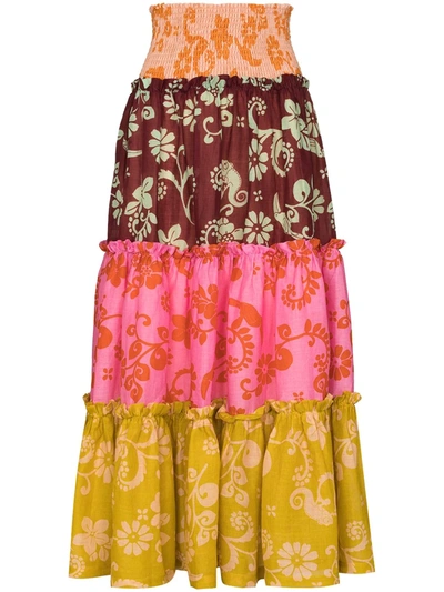 Shop Alemais Luis High-waisted Patchwork Skirt In Pink