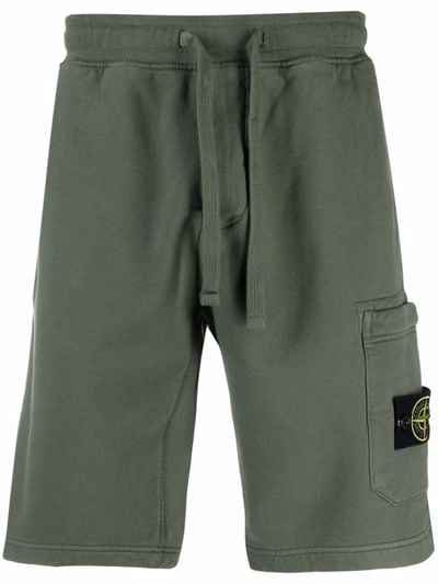 Shop Stone Island Logo-patch Cargo Shorts In Green