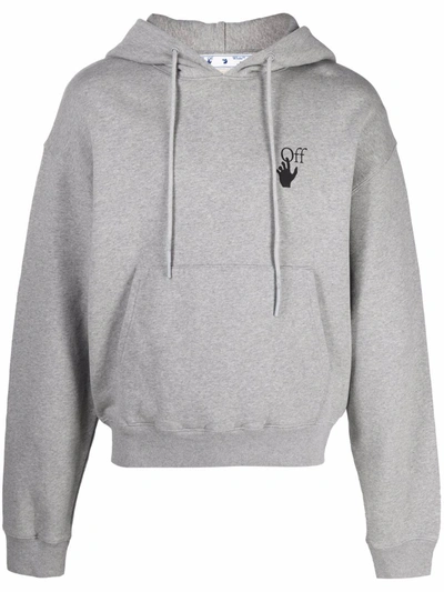 Shop Off-white Logo-print Hoodie In Grey