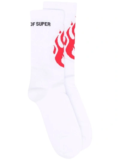 Shop Vision Of Super Flame Print Socks In White