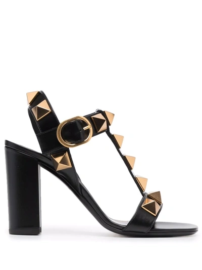 Valentino Roman Stud Sandals In Black