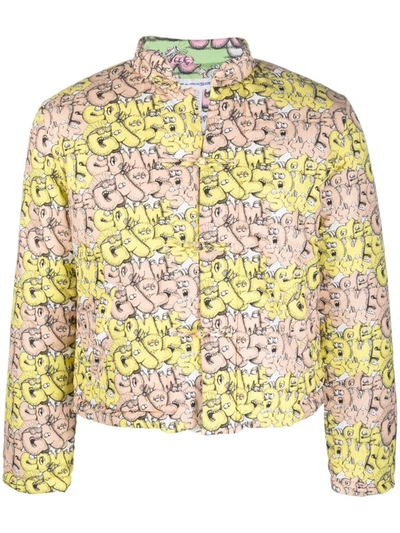 Shop Comme Des Garçons Shirt Logo-print Padded Jacket In Yellow