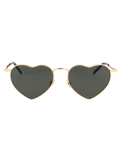 Shop Saint Laurent Eyewear Heart Frame Sunglasses In Gold