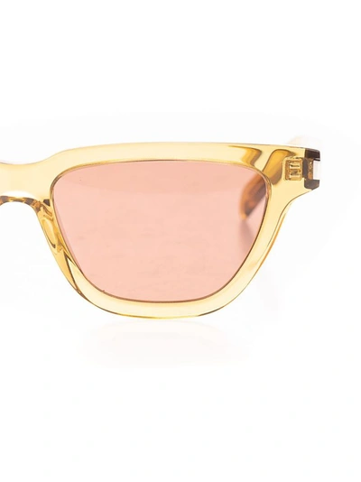 Shop Saint Laurent Women's Beige Acetate Sunglasses