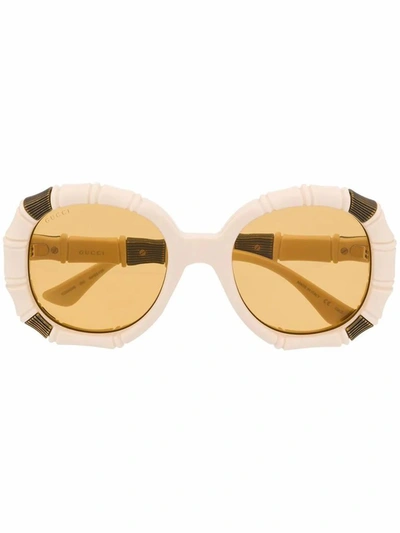 Shop Gucci Women's Beige Acetate Sunglasses