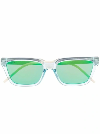 Shop Gucci Men's Green Acetate Sunglasses