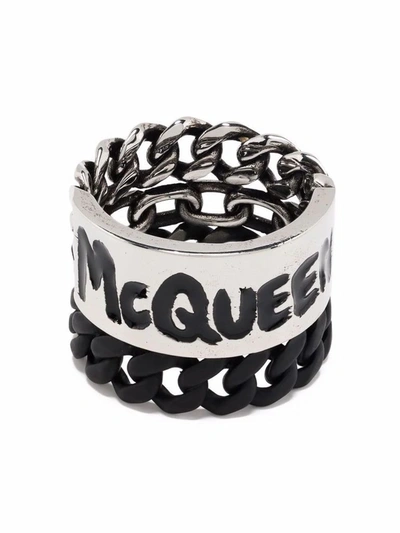 Shop Alexander Mcqueen Men's Silver Metal Ring