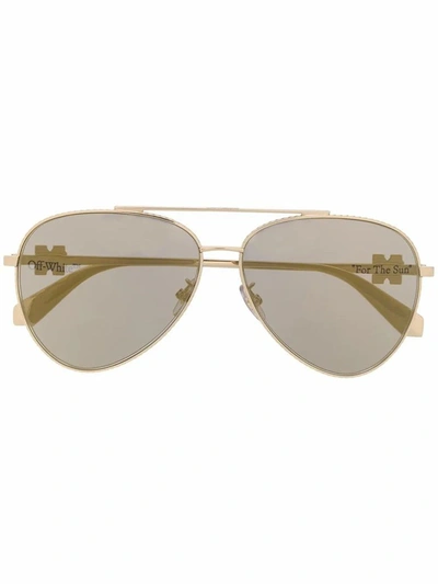 Shop Off-white Men's Gold Metal Sunglasses