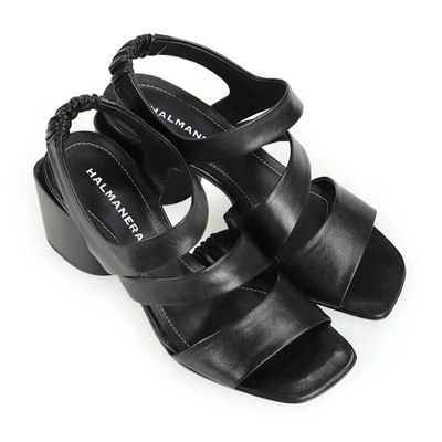 Shop Halmanera Women's Black Leather Sandals