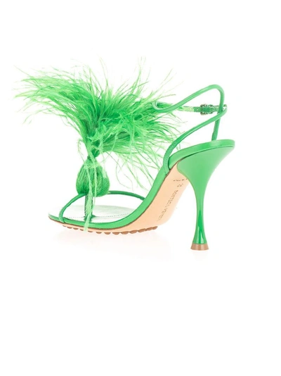 Shop Bottega Veneta Women's Green Leather Sandals