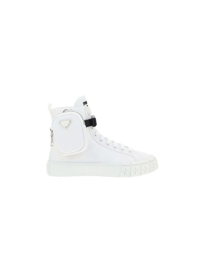 Shop Prada Women's White Polyamide Hi Top Sneakers