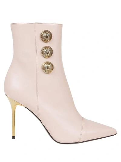 Shop Balmain Women's Pink Leather Ankle Boots