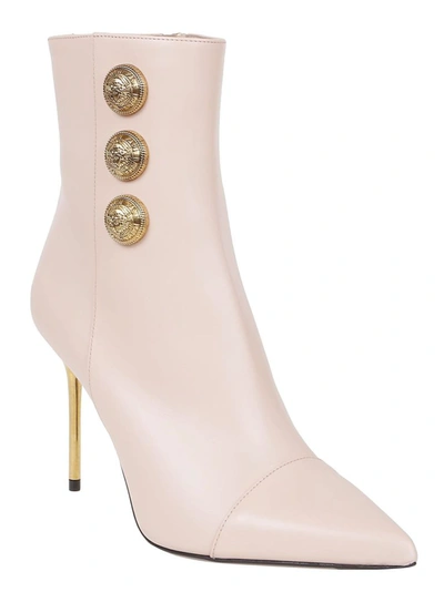 Shop Balmain Women's Pink Leather Ankle Boots