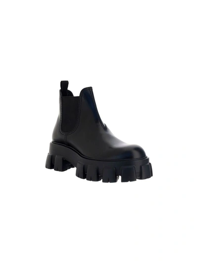 Shop Prada Men's Black Leather Ankle Boots