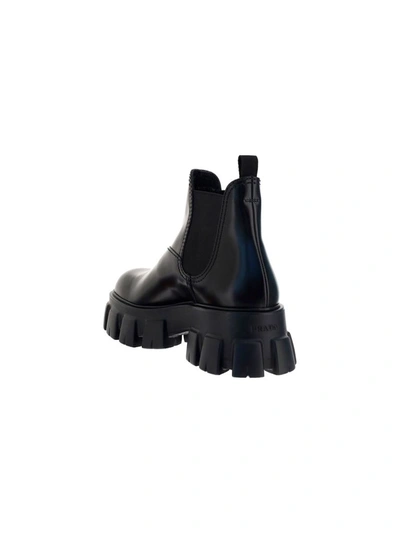 Shop Prada Men's Black Leather Ankle Boots