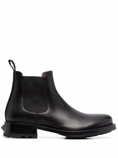 Shop Valentino Garavani Men's Black Leather Ankle Boots