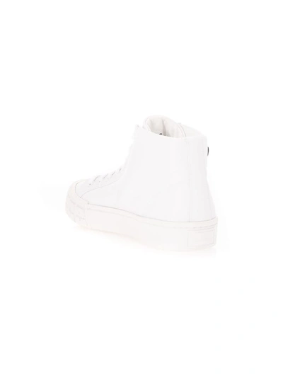 Shop Prada Men's White Polyamide Hi Top Sneakers